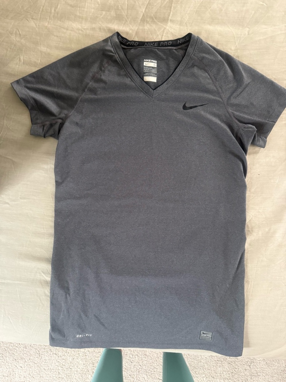 Nike Dri-FIT V-Neck Performance Shirt - Charcoal Gray- Small